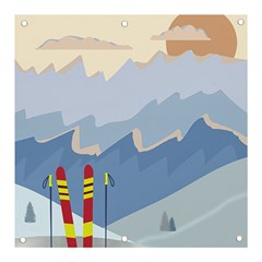 Winter Sports Ski Winter Snow Banner And Sign 3  X 3  by Pakjumat