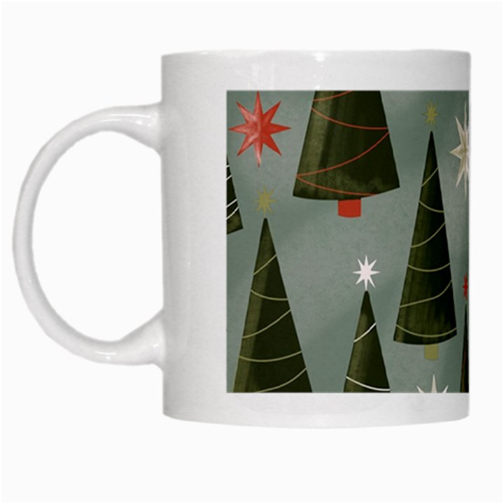 Christmas Trees Pattern Wallpaper White Mug