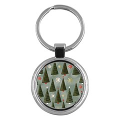 Christmas Trees Pattern Wallpaper Key Chain (round) by Pakjumat