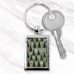 Christmas Trees Pattern Wallpaper Key Chain (rectangle) by Pakjumat