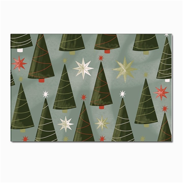 Christmas Trees Pattern Wallpaper Postcards 5  x 7  (Pkg of 10)