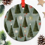 Christmas Trees Pattern Wallpaper Round Ornament (Two Sides) Front