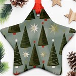 Christmas Trees Pattern Wallpaper Star Ornament (Two Sides) Back