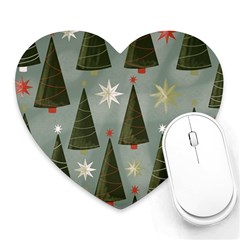 Christmas Trees Pattern Wallpaper Heart Mousepad by Pakjumat