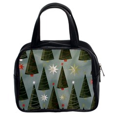 Christmas Trees Pattern Wallpaper Classic Handbag (two Sides) by Pakjumat