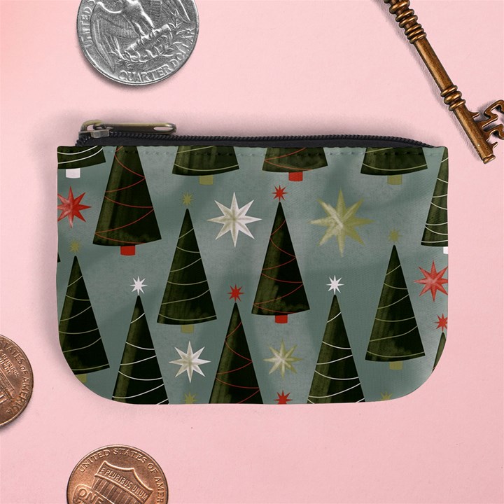 Christmas Trees Pattern Wallpaper Mini Coin Purse