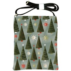 Christmas Trees Pattern Wallpaper Shoulder Sling Bag by Pakjumat