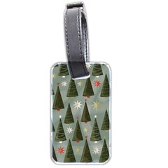 Christmas Trees Pattern Wallpaper Luggage Tag (two Sides) by Pakjumat