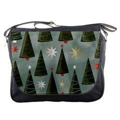 Christmas Trees Pattern Wallpaper Messenger Bag by Pakjumat