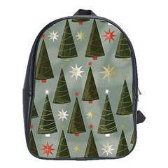 Christmas Trees Pattern Wallpaper School Bag (xl) by Pakjumat