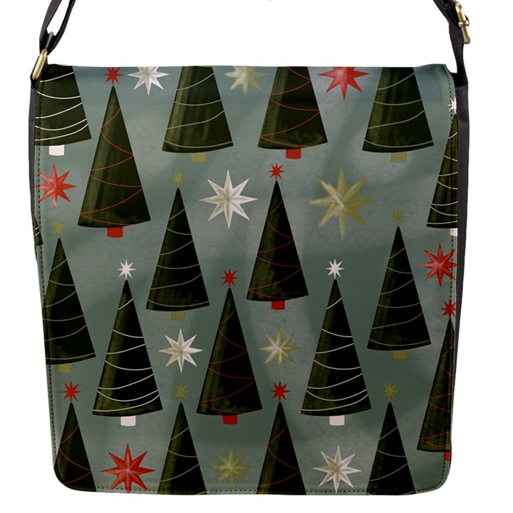 Christmas Trees Pattern Wallpaper Flap Closure Messenger Bag (S)