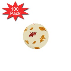 Leaves Autumn Fall Background 1  Mini Buttons (100 Pack)  by Pakjumat