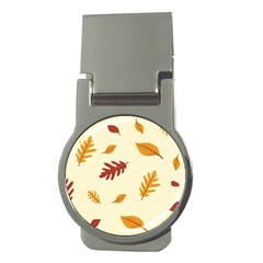 Leaves Autumn Fall Background Money Clips (round)  by Pakjumat