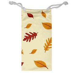 Leaves Autumn Fall Background Jewelry Bag by Pakjumat