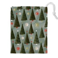 Christmas Trees Pattern Wallpaper Drawstring Pouch (5xl) by Pakjumat