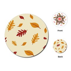 Leaves Autumn Fall Background Playing Cards Single Design (round) by Pakjumat