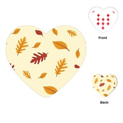 Leaves Autumn Fall Background Playing Cards Single Design (heart) by Pakjumat