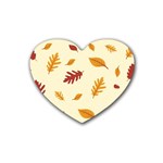 Leaves Autumn Fall Background Rubber Coaster (Heart) Front