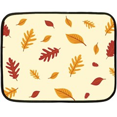 Leaves Autumn Fall Background Two Sides Fleece Blanket (mini) by Pakjumat