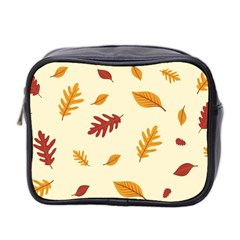 Leaves Autumn Fall Background Mini Toiletries Bag (two Sides) by Pakjumat