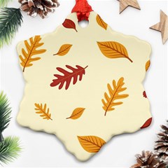 Leaves Autumn Fall Background Snowflake Ornament (two Sides) by Pakjumat