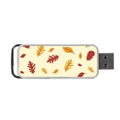 Leaves Autumn Fall Background Portable Usb Flash (one Side) by Pakjumat