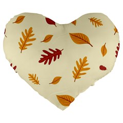 Leaves Autumn Fall Background Large 19  Premium Heart Shape Cushions by Pakjumat