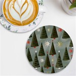 Christmas Trees Pattern Wallpaper UV Print Round Tile Coaster Front