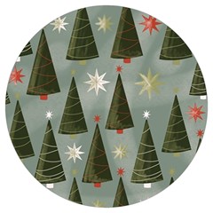 Christmas Trees Pattern Wallpaper Round Trivet by Pakjumat