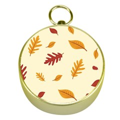 Leaves Autumn Fall Background Gold Compasses by Pakjumat