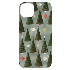 Christmas Trees Pattern Wallpaper Iphone 14 Plus Black Uv Print Case by Pakjumat