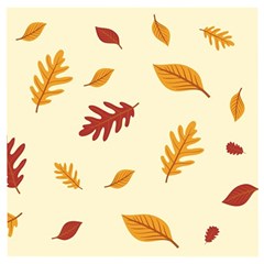 Leaves Autumn Fall Background Wooden Puzzle Square by Pakjumat