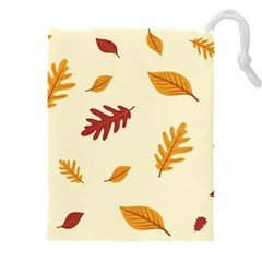 Leaves Autumn Fall Background Drawstring Pouch (5xl) by Pakjumat