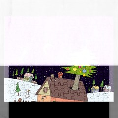 House Tree Man Moon Night Stars Rectangular Jigsaw Puzzl by Pakjumat