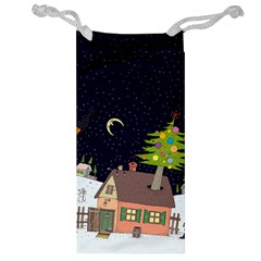 House Tree Man Moon Night Stars Jewelry Bag