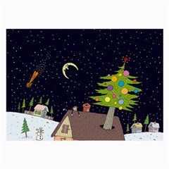 House Tree Man Moon Night Stars Large Glasses Cloth (2 Sides)