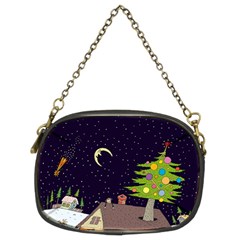 House Tree Man Moon Night Stars Chain Purse (Two Sides)