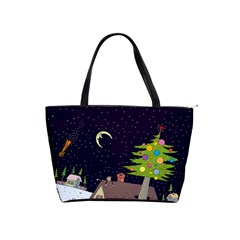 House Tree Man Moon Night Stars Classic Shoulder Handbag