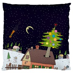 House Tree Man Moon Night Stars Large Cushion Case (Two Sides)