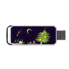 House Tree Man Moon Night Stars Portable USB Flash (Two Sides)