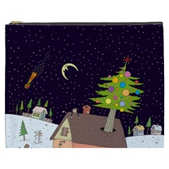 House Tree Man Moon Night Stars Cosmetic Bag (XXXL)