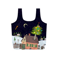 House Tree Man Moon Night Stars Full Print Recycle Bag (S)