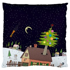 House Tree Man Moon Night Stars Standard Premium Plush Fleece Cushion Case (One Side)