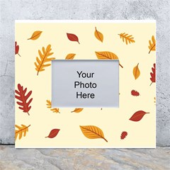 Leaves Autumn Fall Background White Wall Photo Frame 5  X 7  by Pakjumat