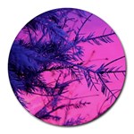 Fir Sunset Frost Snow Round Mousepad Front