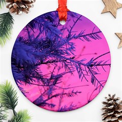 Fir Sunset Frost Snow Ornament (round) by Pakjumat