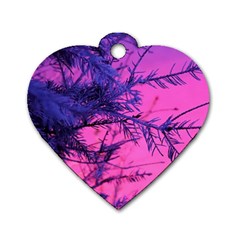 Fir Sunset Frost Snow Dog Tag Heart (one Side) by Pakjumat