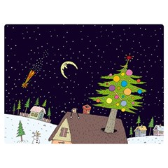 House Tree Man Moon Night Stars Two Sides Premium Plush Fleece Blanket (Extra Small)