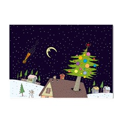 House Tree Man Moon Night Stars Crystal Sticker (A4)