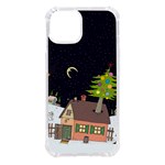 House Tree Man Moon Night Stars iPhone 14 TPU UV Print Case Front